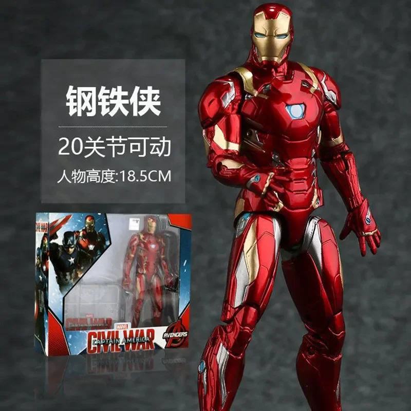 18Cm The Avengers Mk4 Iron Man Spiderman Captain America Figure 10Th Anniversary Toys Collection Model Ornaments