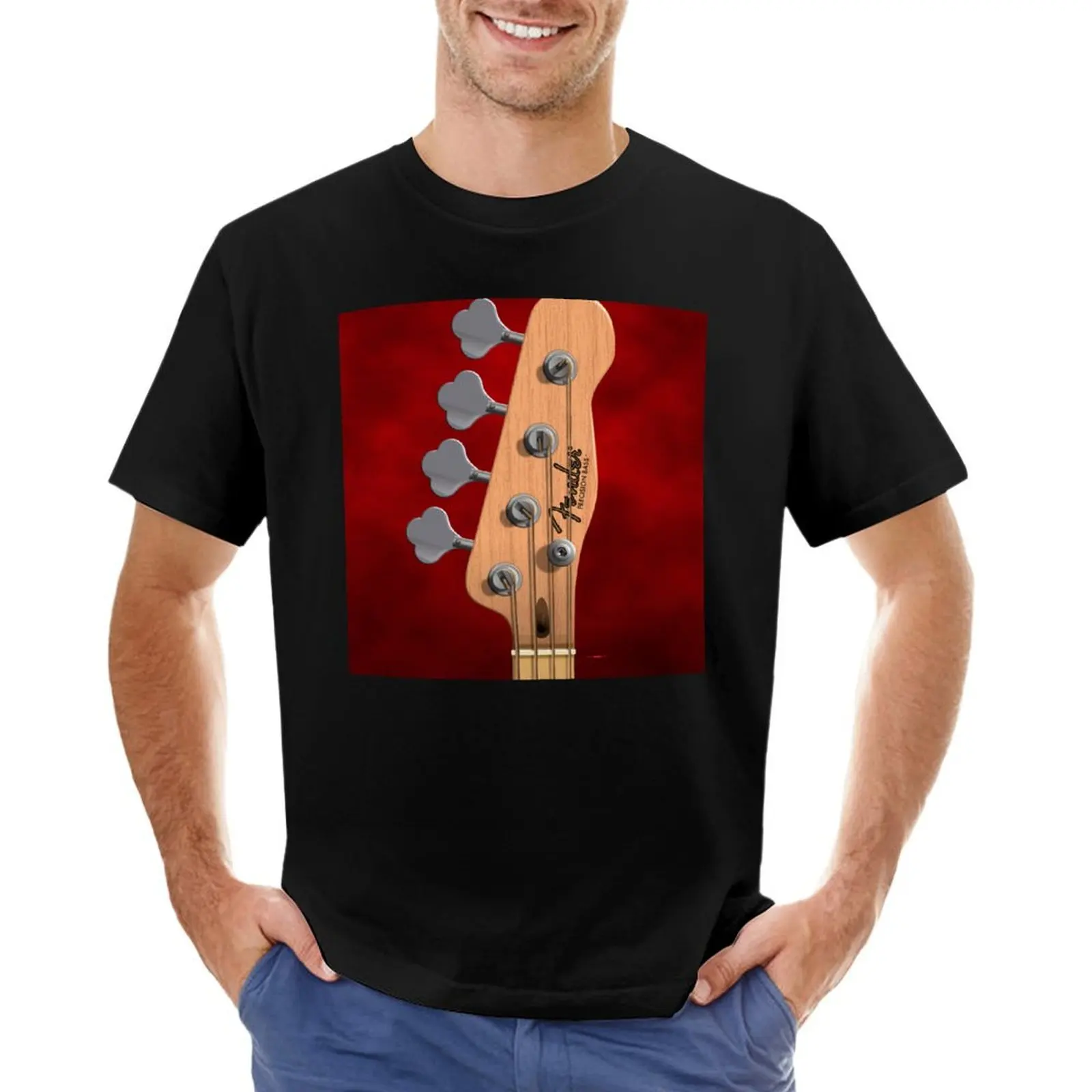 Chitarra Headstock Art - Precision Bass T-Shirt Tees Vintage Fruit Of The Loom Magliette Da Uomo