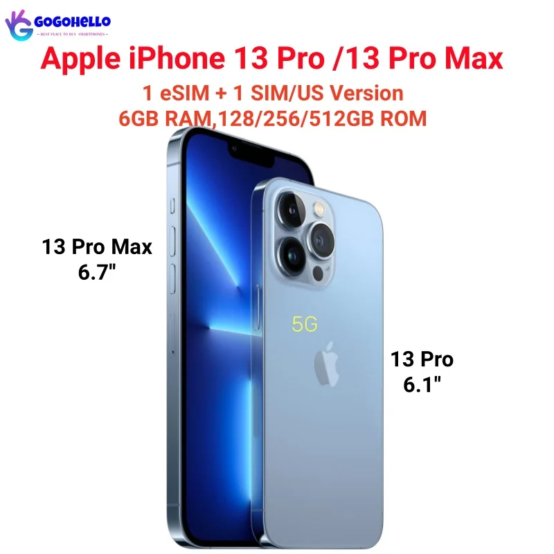 Originale Apple Iphone 13 Pro/Pro Max 128Gb 256Gb 512Gb Rom Originale Oled A15 Ios Face Id Nfc Sbloccato 5G Cellulare 98% Nuovo