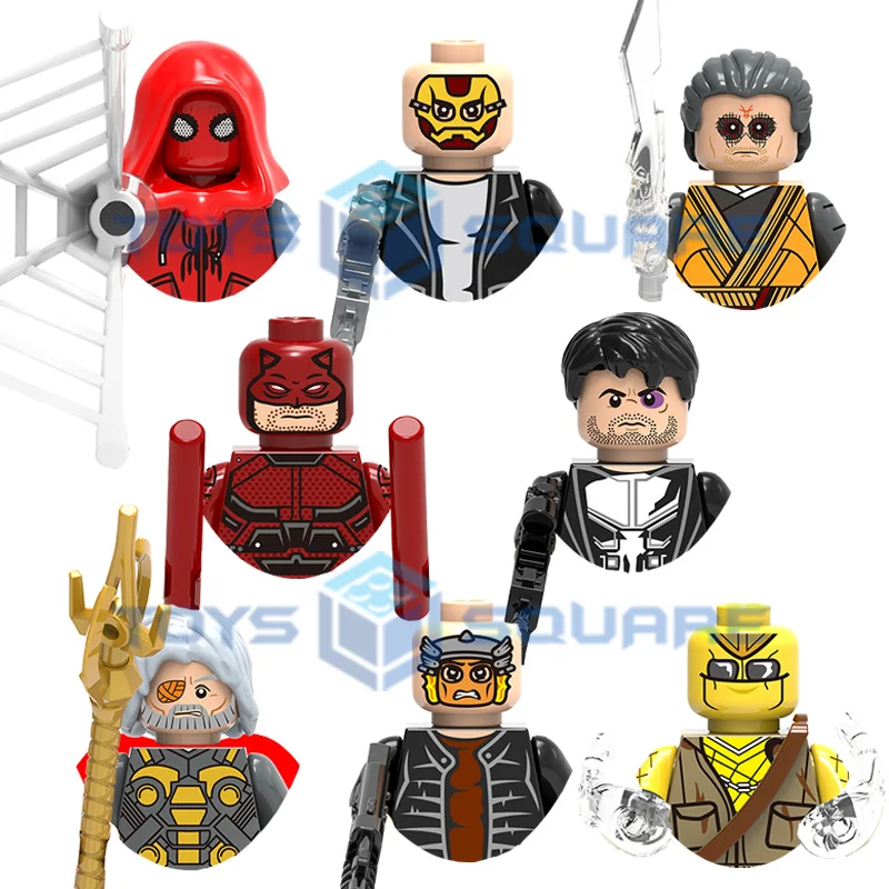 The Punisher Spider Daredevil Masked Robber Man Kaecilius Odin Shocker Model Blocks Moc Bricks Set Regali Giocattoli Per Bambini X0180