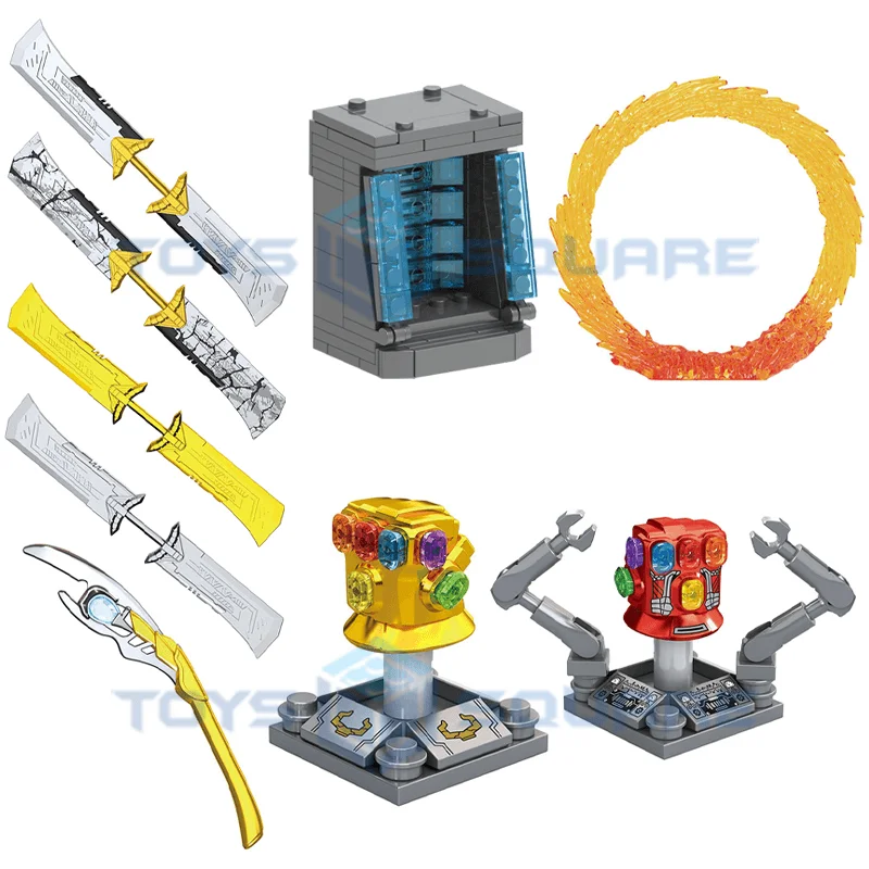 The Iron Hall Of Armor Man Infinity Gauntlet Double Borded Sword Wand Mind Portal Model Blocks Moc Bricks Set Toys Xh1252 Xh1344