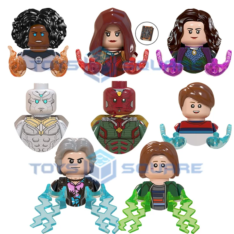 Lo Spettro Monica White Vision Scarlet Agatha Harkness Witch Quicksilver Wiccan Speed Model Blocks Moc Bricks Set Toys Wm6115