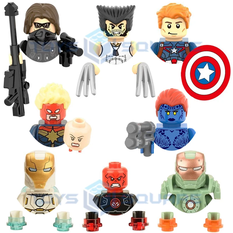 The Mystique Iron Red Skull Man Captain Winter Soldier America Wolverine Model Blocks Moc Bricks Set Regali Giocattoli X0109