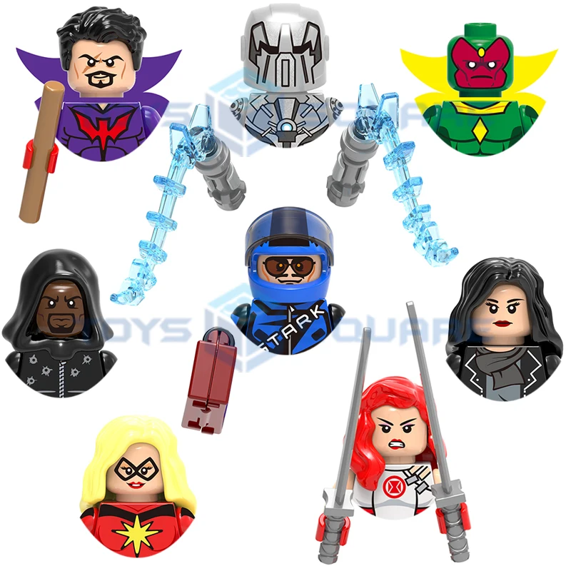 The Tony Stark Vision Cage Red Widow Whiplash Black Tom Cassidy Jessica Jones Model Blocks Moc Bricks Set Regali Giocattoli X0173