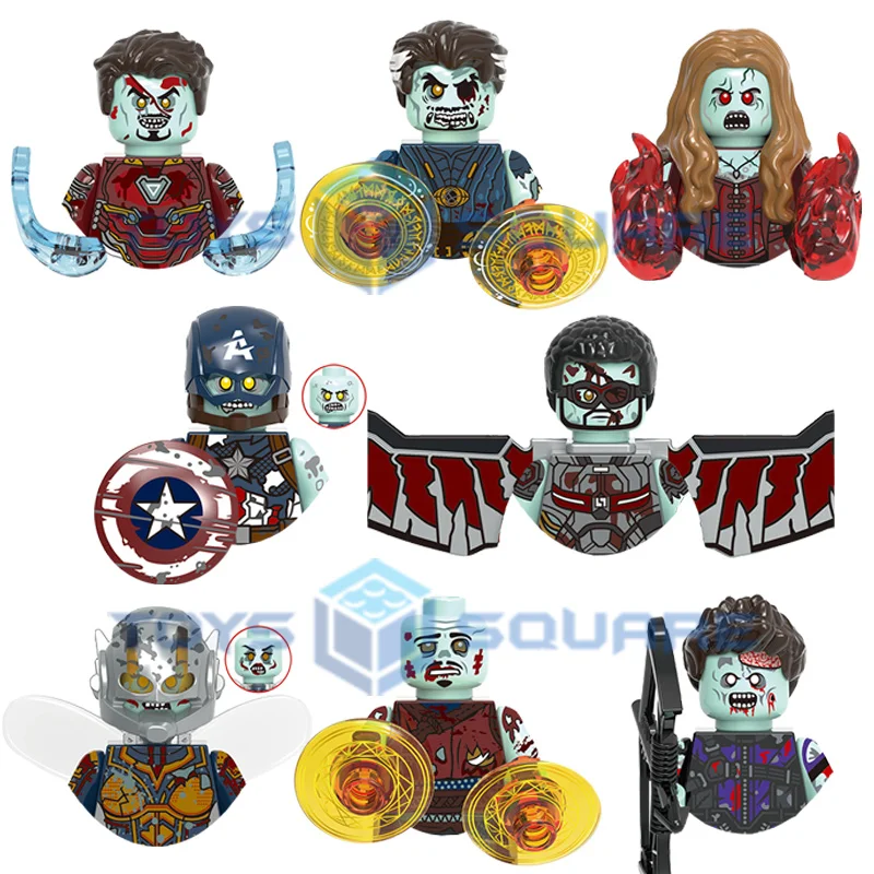 The Zombie Doctor Captain Iron America Scarlet Falcon Strange Witch Wasp Wong Hawkeye Man Model Blocks Moc Bricks Set Toys X0325