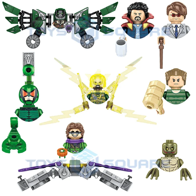 The Doctor Electro Strange Daredevil Lizard Green Goblin Sandman Vulture Scorpion Model Blocks Moc Bricks Set Regali Giocattoli Kf6154