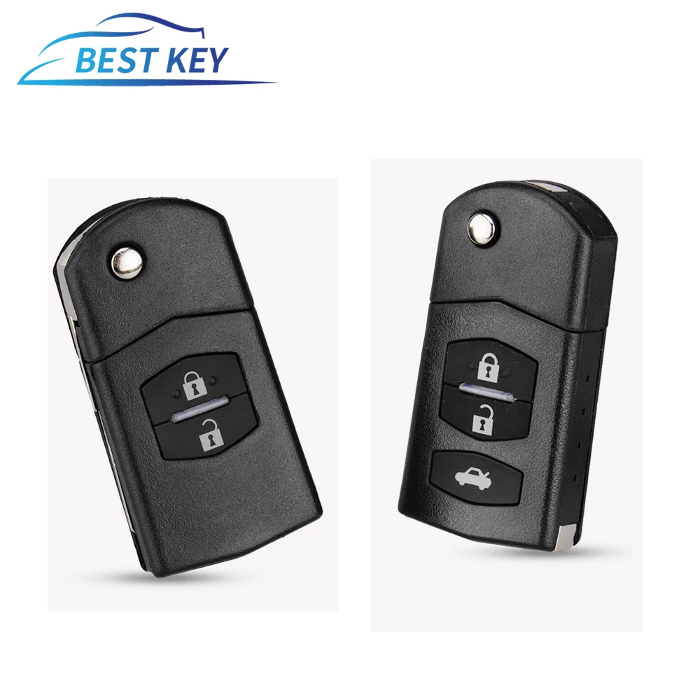 Best Key 2/3 Pulsanti Big Battery Hold Flip Pieghevole Remote Car Key Case Fob Per Mazda 3 5 6 Series M6 Rx8 Mx5 Con Lama Non Tagliata