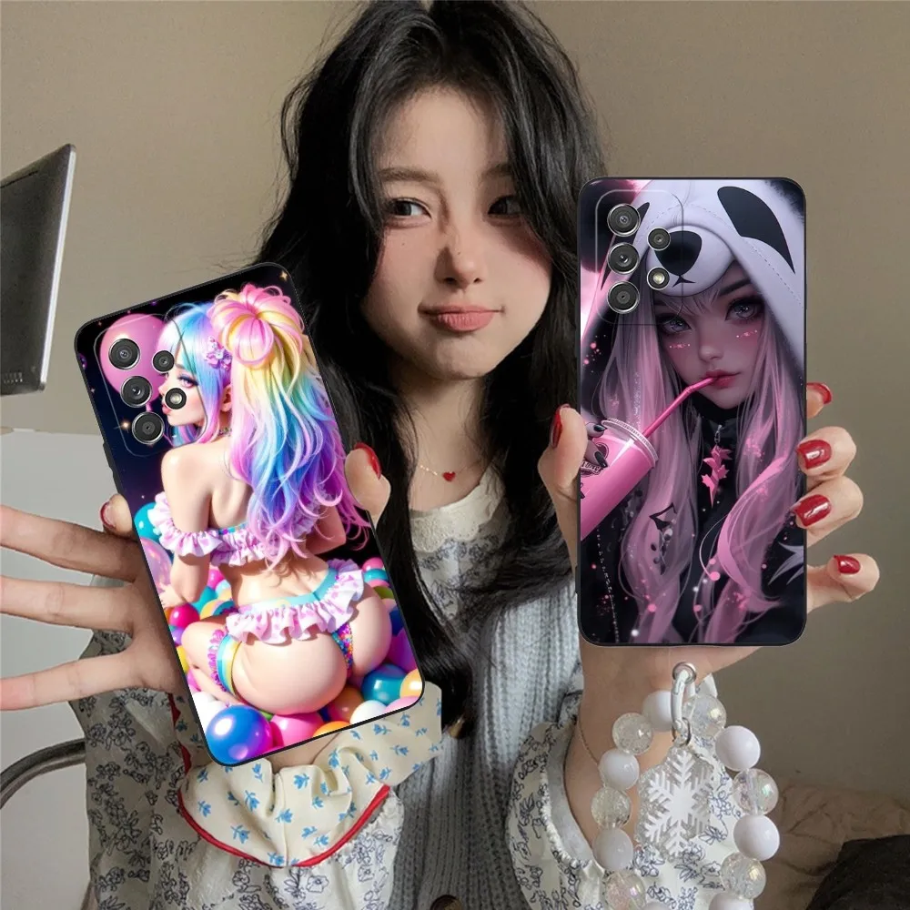 Sweet Girl Artist Mobil Cell Phone Case For Samsung Galaxy A91 70 54 53 52 34 24 21 Note 20 10 M54 Plus Ultra 5G Black Cover
