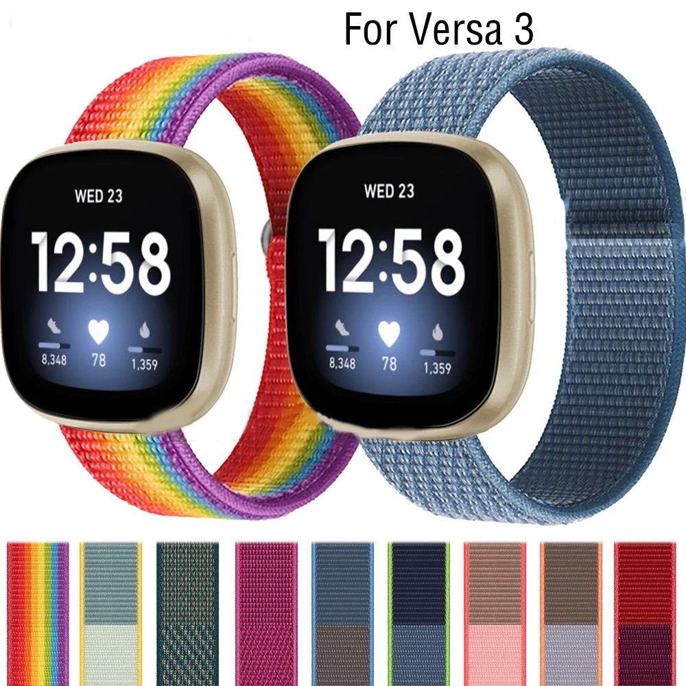 New Nylon Ring Strap Fitbit Versa 4 3 Sense 2 Smartwatch Strap Fascia Sportiva Da Donna Fitbit Sense Wristband Correa Accessori