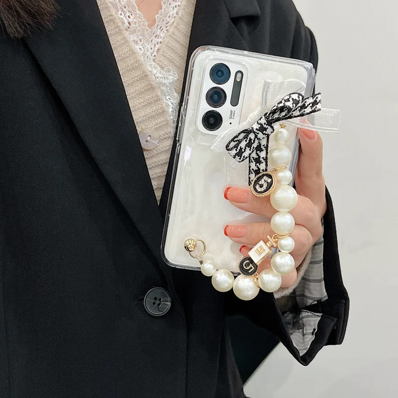 Custodia Per Telefono A Catena Con Bracciale In Pied De Poule Ins Coreano Per Samsung Galaxy Z Fold 6 Z Fold 5 Z Fold 4 Z Fold 3 Z Fold 2 Cover Femmin