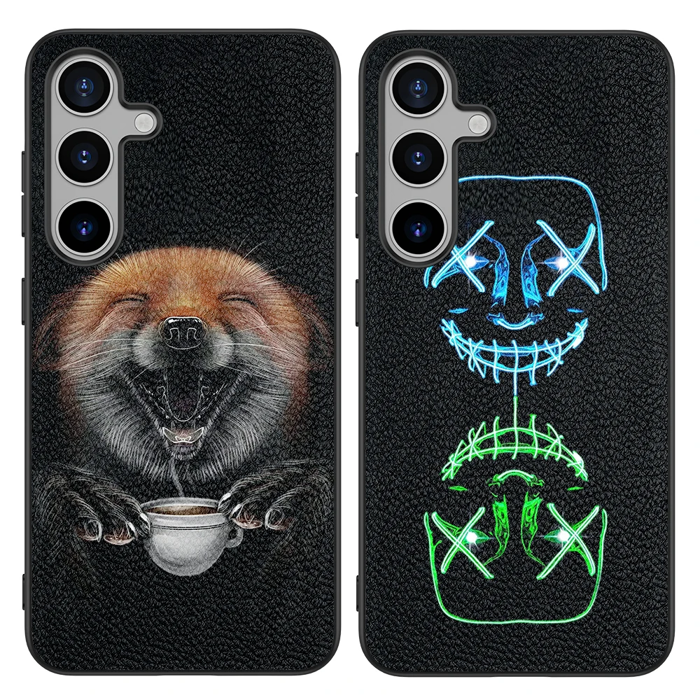 Custodia In Pelle Con Cover Posteriore Per Samsung Galaxy S20 S21 S22 S23 S24 Plus Ultra Fe Fan Edition 5G Con Immagine Di Cane Che Ride Felice Stampa