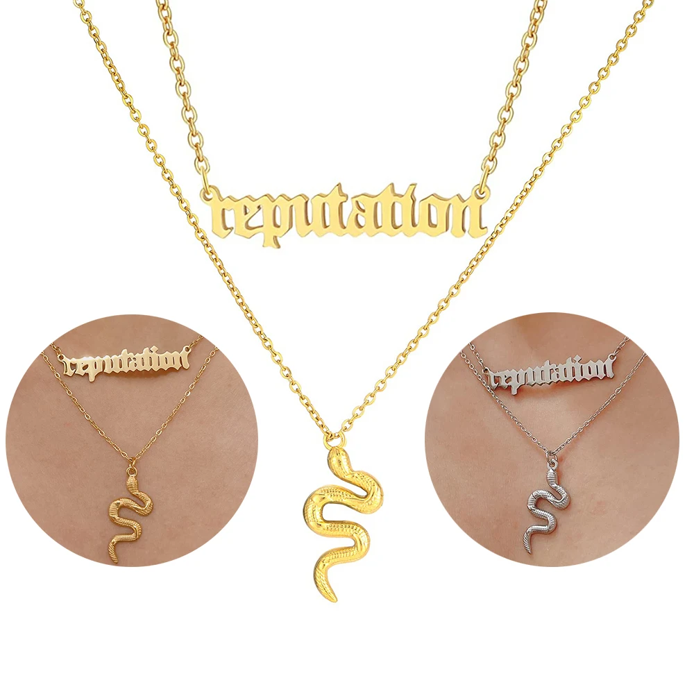 Taylor The Swift Snake Collana In Acciaio Inossidabile "Reputazione" Album Musicale Doppio Ciondolo Girocolli The Eras Tour Jewelry Gifts