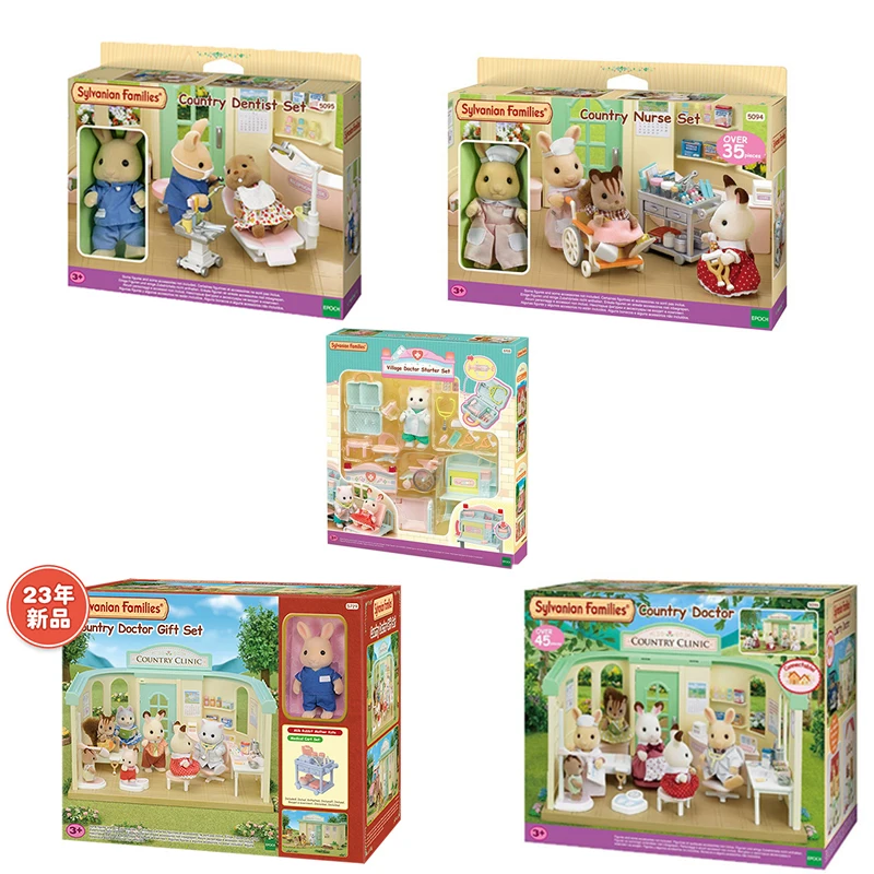 Original Sylvanian Family Anime Girl Figures Doctors Clinic Serie Figure Furniture Set Statue Model Doll Collection Giocattoli Regalo