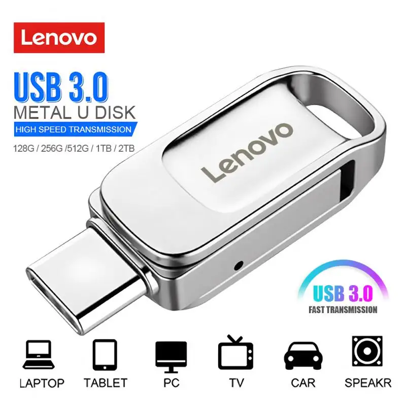 Lenovo Original Pen Drive 128Gb Otg Fold Type C Memory Stick Usb 2Tb Memoria Usb Ad Alta Velocità Da 1Tb Per Fotocamere Digitali/Laptop
