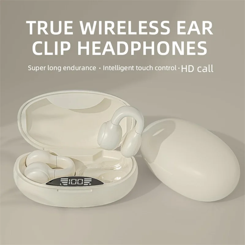 M37 Digital Display Ear Clip Headset Bluetooth Earphone Tws Bone Conduction Air Conduction Wireless Headphone For Sport Music
