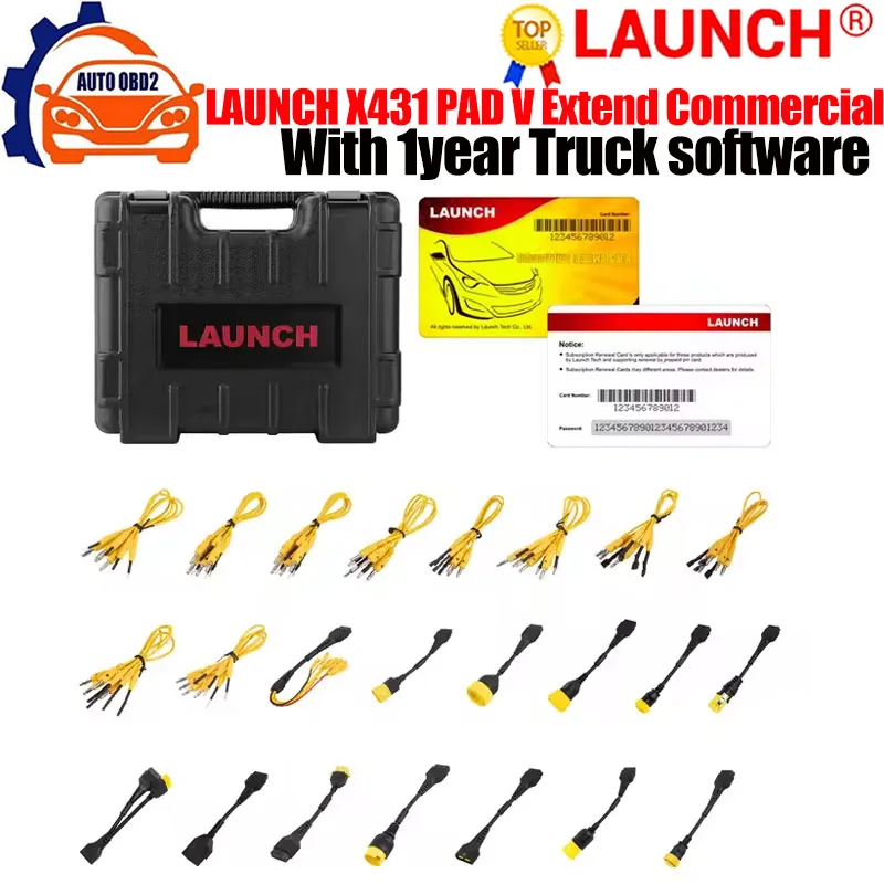 Launch X431 Pad V Extend Commercial X431 Pad Vii Extend Veicoli Commerciali 24V Kit Di Cavi Per Autocarri Pesanti Con Software Da 1 Anno
