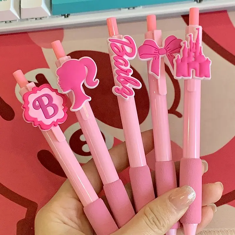 New Barbie Gel Pen Kawaii Cartoon Barbie Pink Neutral Pen Signature Pen Student Writing Pen School Supply Stationery Girls Gift
