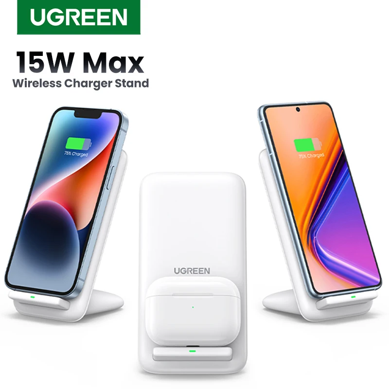 Supporto Per Caricabatterie Wireless Ugreen 15W Per Iphone 14 Pro Max Caricabatterie Wireless Samsung Airpods Pro Supporto Per Ricarica Rapida Qi Tipo