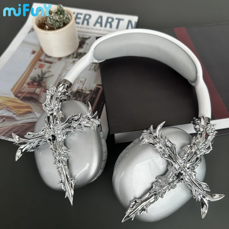 Mifuny Airpods Max Custodie Cover Silver Cross Custodia Per Cuffie Decorazione Custodia Per Cuffie Accessori Adatti Per Airpods Max Y2K