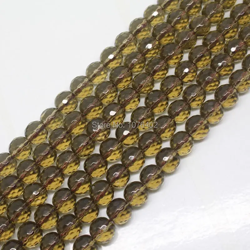 Mini. Ordine È $7! Il Commercio All'Ingrosso È 52 Pcs.8Mm Sfaccettato Smoky Brown Quartz Rotonda Branelli Allentati Diy 15"