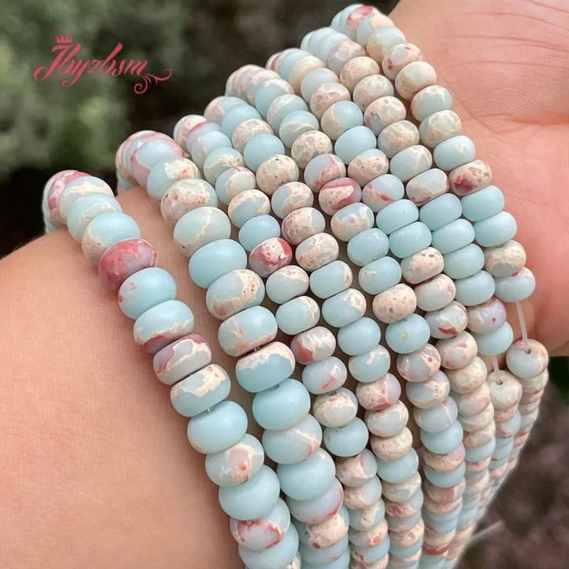 3X6.4X8Mm Rondelle Blue Shou Shan Jasper Spacer Perline Allentate Per Accessori Fai Da Te Charm Jewelry Making Design Strand 15"