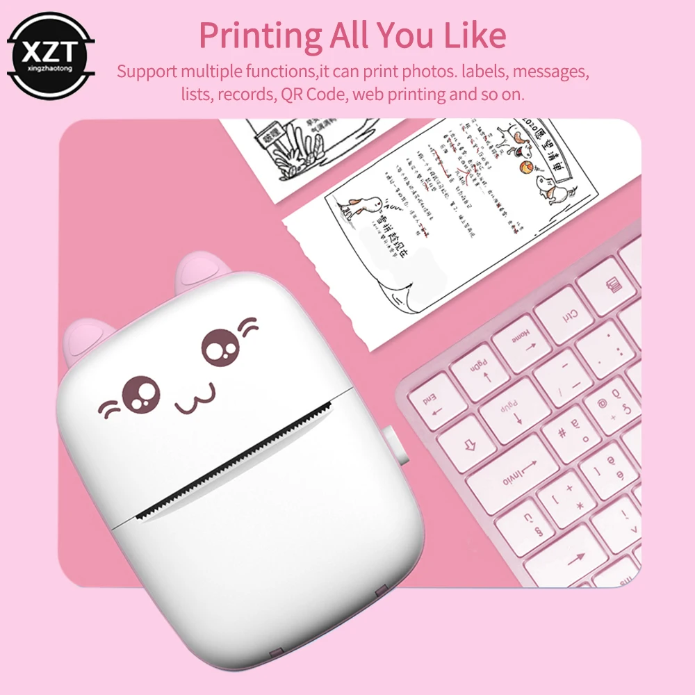 Mini Cute Portable Thermal Printer Photo Pocket Label Sticker Stampante Rotolo Di Carta A Colori 58Mm Wireless Picture Print Maker