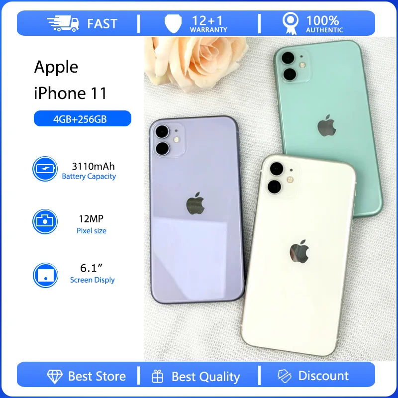 Apple Iphone 11 4G Face Id Cellulare Originale Usato Sbloccato 6.1 "64/128/256Gb Rom Hexa-Core Ios 12Mp Fotocamera Smartphone Nfc