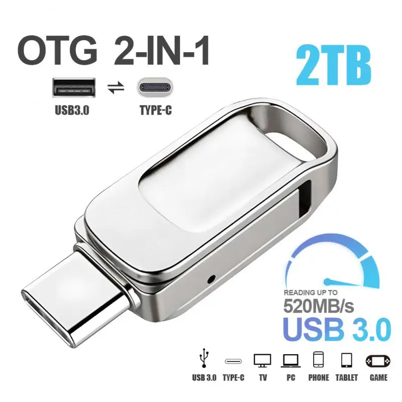 2Tb Mini Usb 3.0 Flash Drive 1Tb Pen Drive Ad Alta Velocità 1Tb Metal U Disk Type-C Usb Pen Drive Memory Stick Per L'Archiviazione Dei Dati