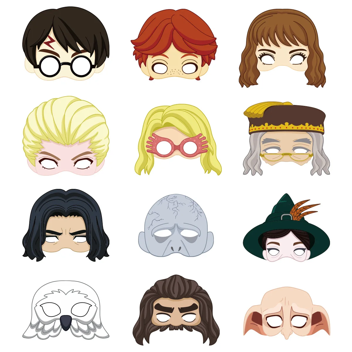 12Pcs Harry Potter Mask Anime Cosplay Hermione Voldemort Eye Mask Kid Birthday Party Decora Dress Up Masquerade Party Supplies