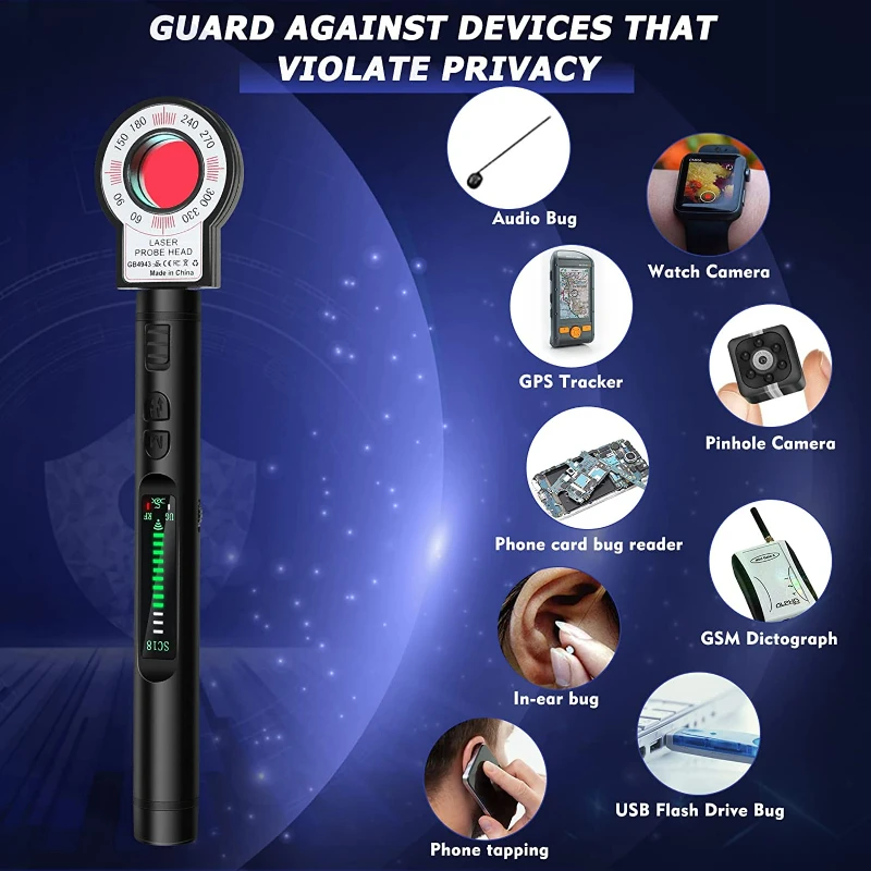 Hidden Cam Pen Anti Spy Camera Detector Bug Gadget Wireless Rf Signal Finder Audio Gsm Anti Gps Car Tracking Scanner Wiretching