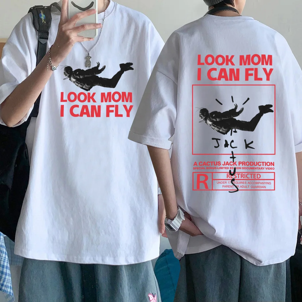 Look Mom I Can Fly Travis T-Shirt Scott Shirt Unisex Harajuku O-Collo Camicie A Maniche Corte Fan Gift