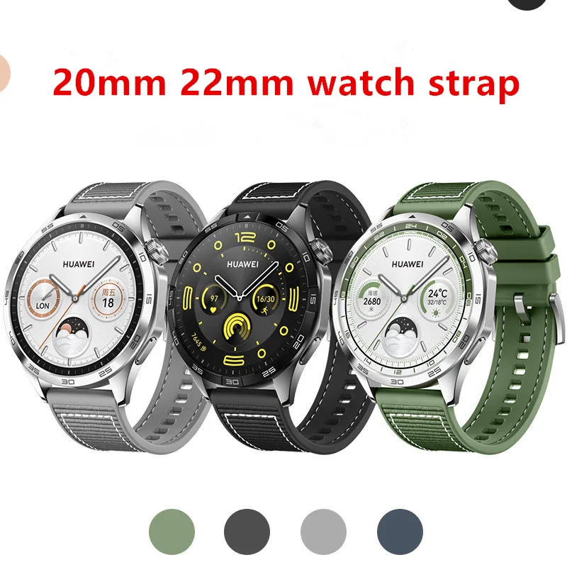 20Mm 22Mm Silicone + Cinturino In Tessuto Per Huawei Watch Gt4 46Mm Watch 4/3 Pro Gt3 42 46Mm Bracciale Per Samsung Galaxy Watch 6 5 4 Band