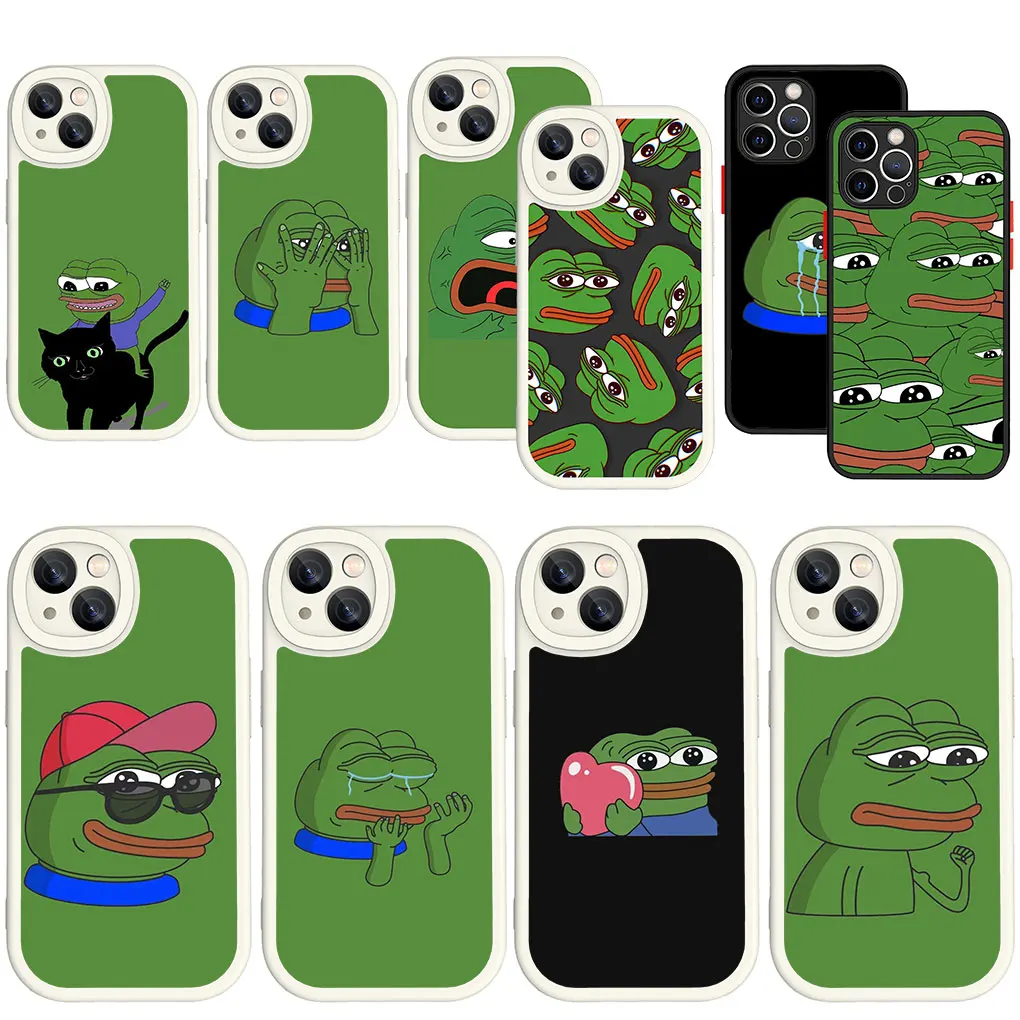 Animal Sad Rane Pepes Funny White Black Soft Phone Cover Per Apple Iphone 15 14 Plus 13 12 11 Pro Max + 14 + 15 + Silicone Casec
