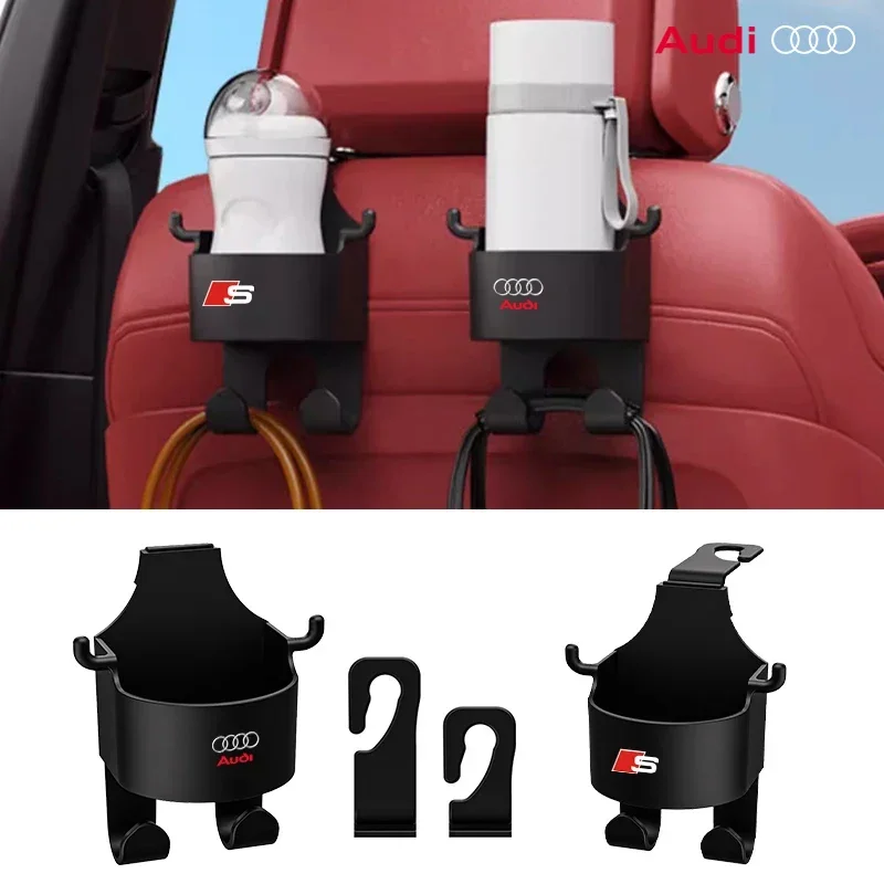 Car Logo Seat Back Storage Organizer Water Cup Holder Hook Per Audi A1 A3 A4 A5 A6 A7 A8 Q2 Q3 Q5 Q7 Tt S Line S3 S4 S5 S6 R8 Rs