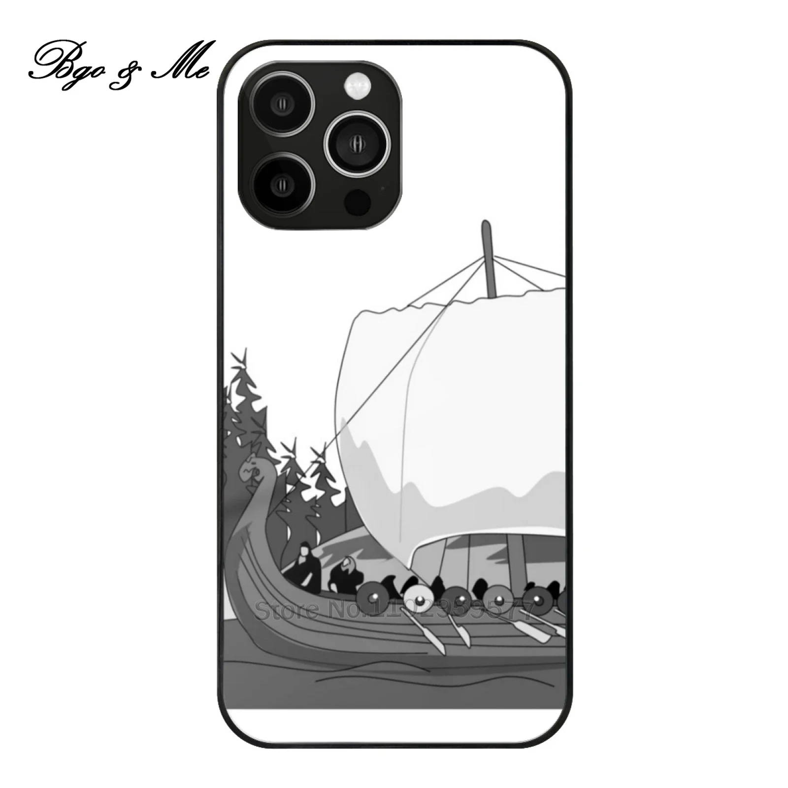 Custodia Per Telefono In Tpu In Vetro Temperato Drakkar Per Iphone 15 14 13 12 Pro Max Cover Viking Drakkar Longship Sea