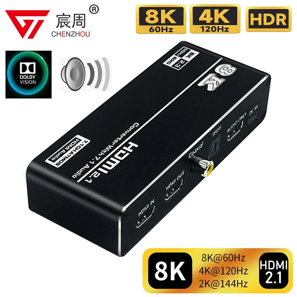 Estrattore Audio Hdmi 2.1 4K 120Hz 8K 60Hz Hdmi Video Splitter Ricevitore Convertitore Audio Dolby Atmos Per Ps5 Xbox S Tv