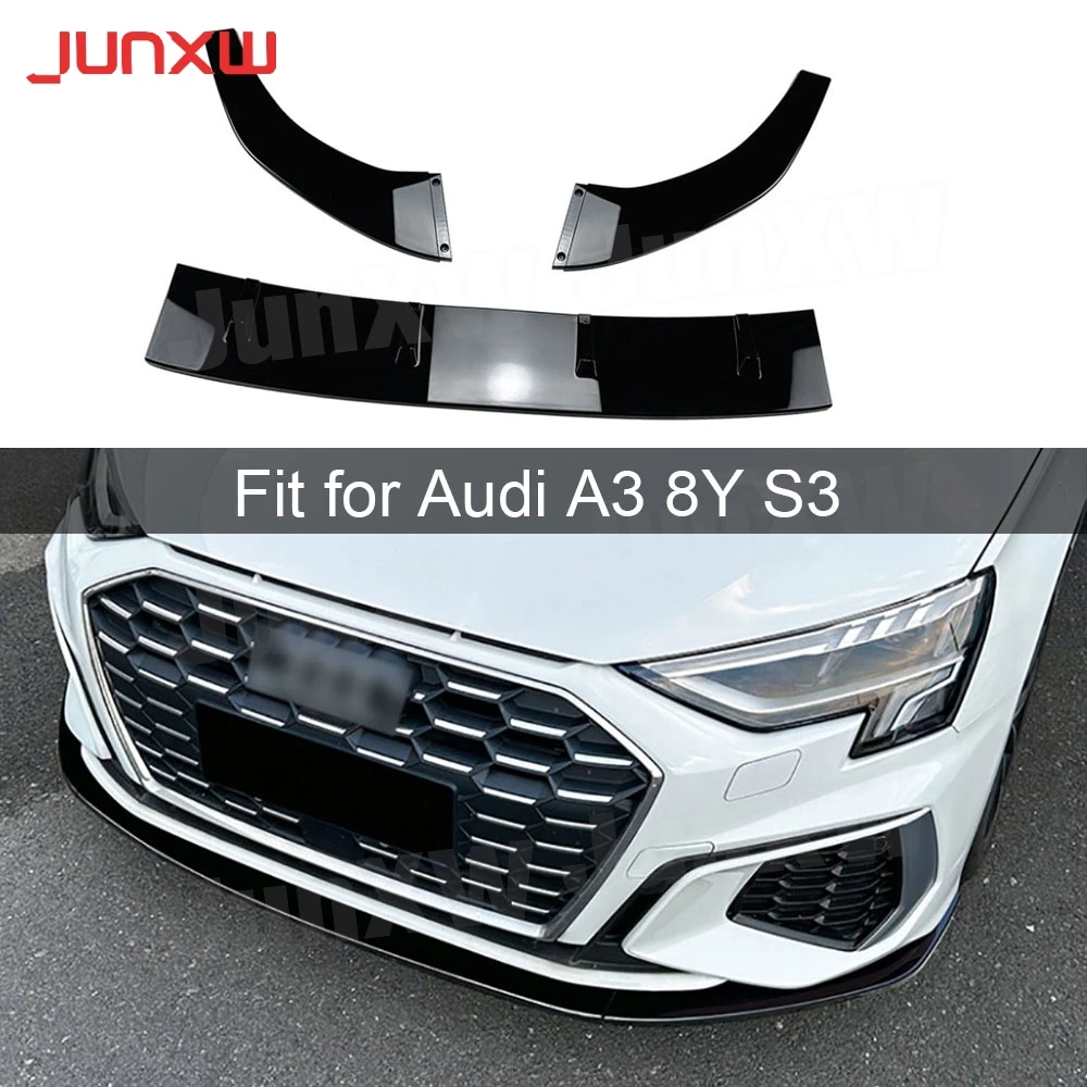 Per Audi A3 S3 8Y 2021 + Abs Paraurti Anteriore Lip Spoiler Chin Car Bumper Guard Body Kit Accessori Auto