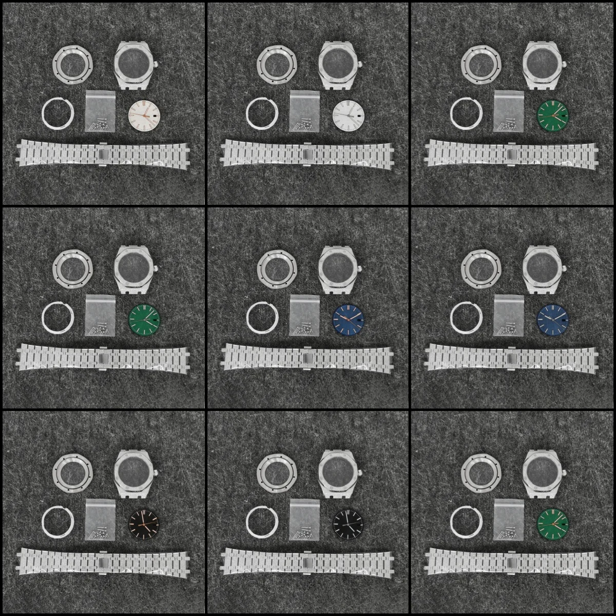 41Mm Nh35 Custodia Lucida Per Ap Seiko Royal Oak Case Nh35 Nh36 Movement Diamond Silver Case 31.8Mm Dial Bracciale Set Accessori