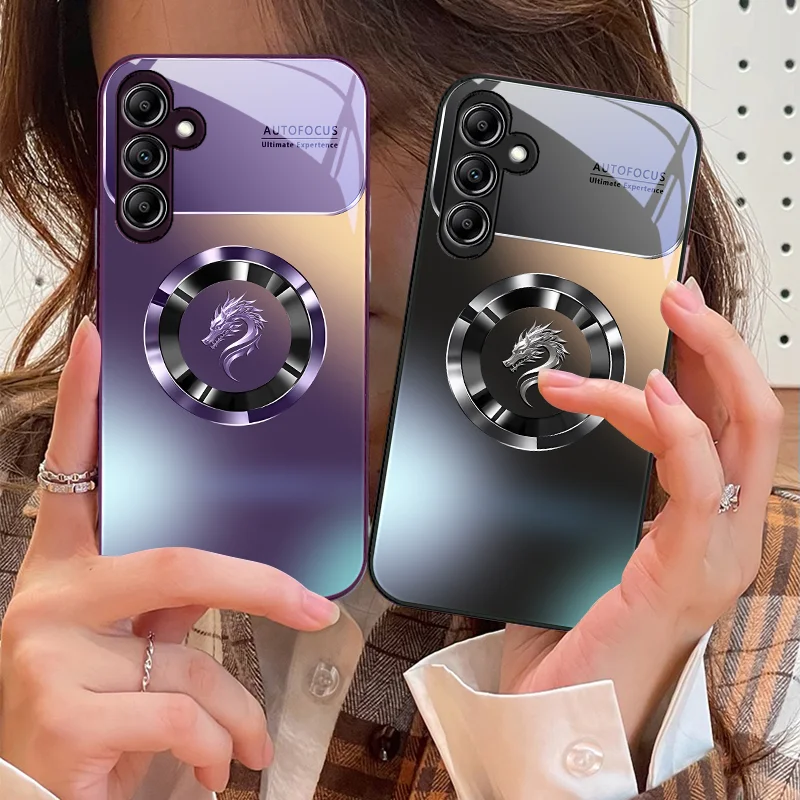 Custodia Per Telefono In Vetro Temperato Per Samsung Galaxy A14 4G 20 30 52 20S 21S 22 A25 32 33 34 42 50 51 53 54 70 71 72 73 5G Purple Dragon