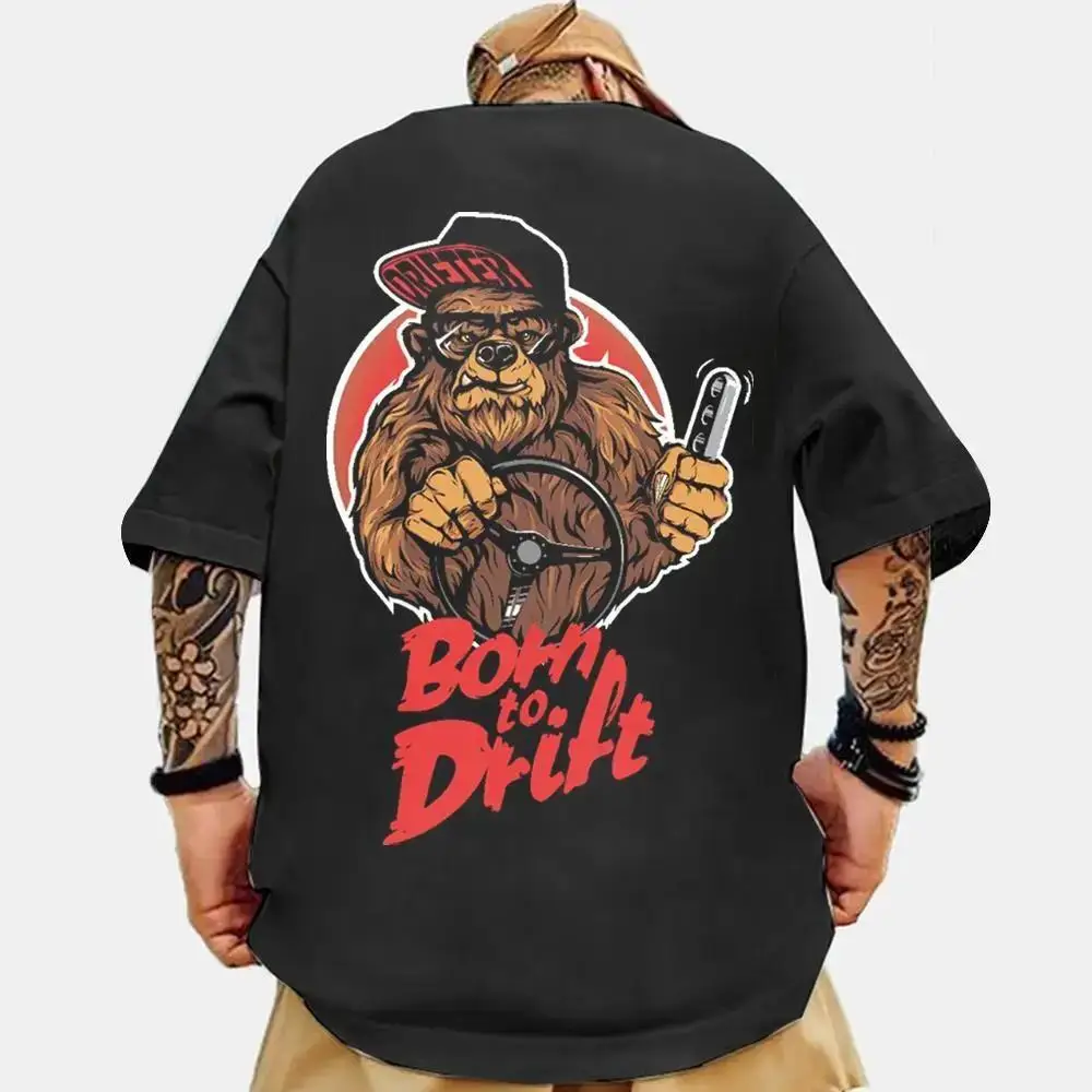 T-Shirt Casual A Maniche Corte Per Uomo Gorilla Print Fashion Trendy Animal Street Harajuku Oversize Sports Vintage Shirt Tees