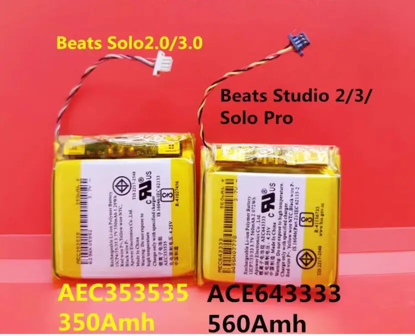 Batteria Di Ricambio Per Cuffie Aec353535 Aec643333 Per Beats Solo 2.0 3.0 2/3 Pro Nuova Batteria Beats Solo3 Wireless
