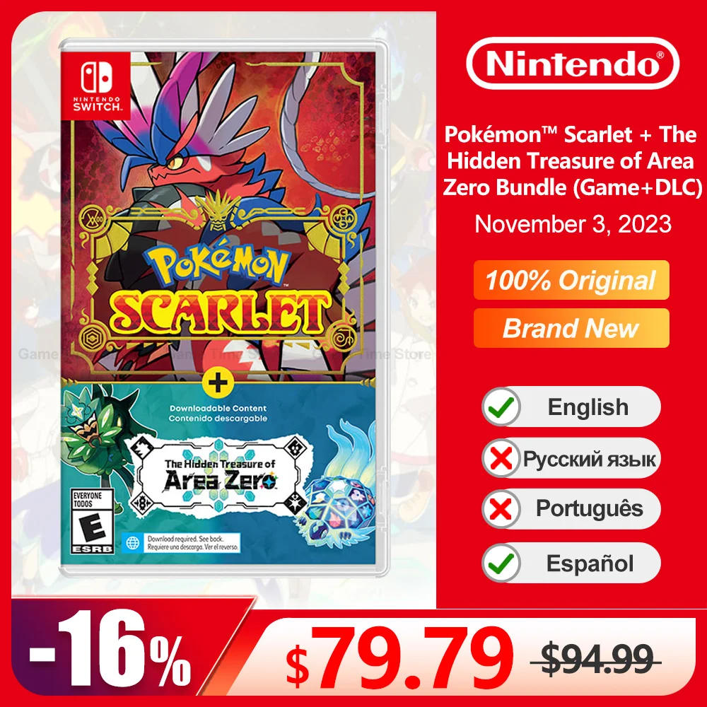 Pokemon Scarlet + The Hidden Treasure Of Area Zero Bundle Nintendo Switch Offerte Di Gioco 100% Nuova Carta Di Gioco Fisica Originale