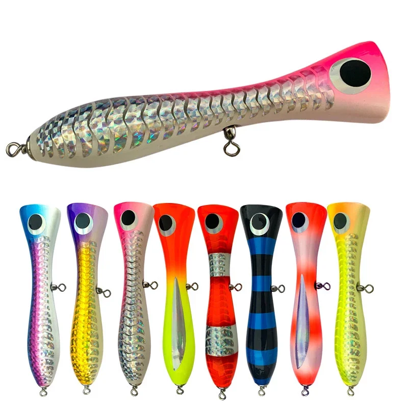 120G Wood Trolling Lure Big Game Topwater Surface Popper Pencil Stick Lure Saltwater Boat Deep Sea Boat Esche Da Pesca Tackle