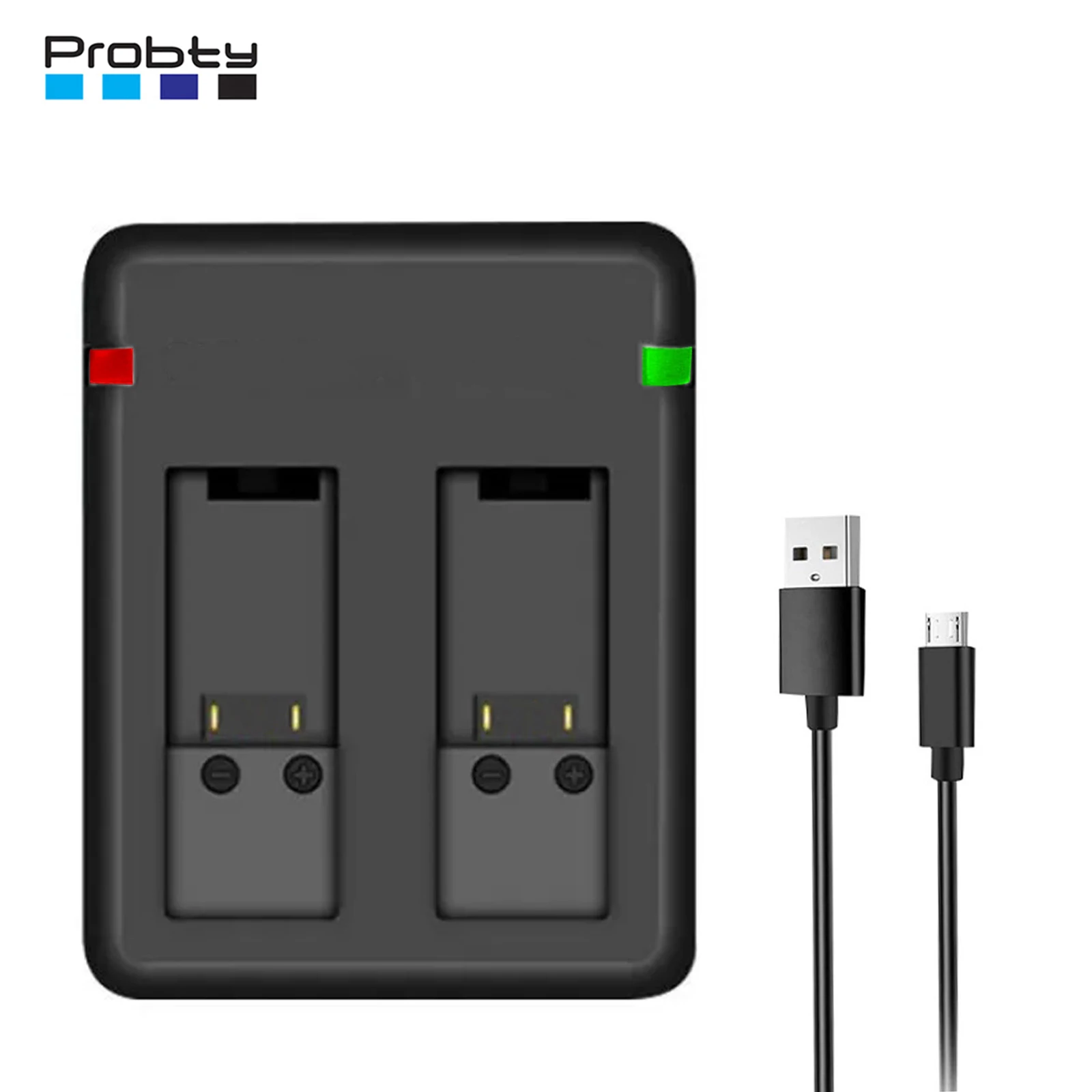 Probty Doppio Caricabatteria Per Gopro Hero8 Nero Gopro Hero7 Nero Gopro Hero6 Nero Gopro Hero5, Hero5 Nero Gopro Hero 2018