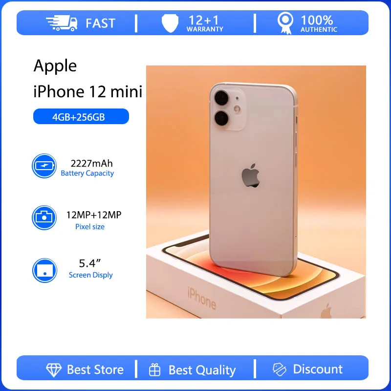 Apple Iphone 12 Mini 5G Face Id Telefono Cellulare Originale Usato Sbloccato 5.4 "64/128/256Gb Rom Hexa-Core Ios 12Mp Fotocamera