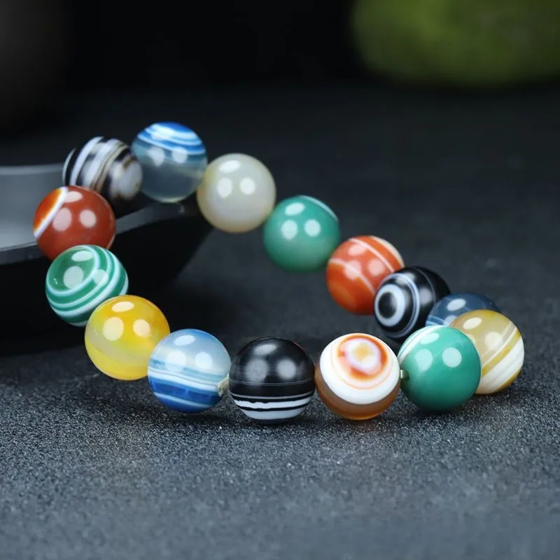 Raw Ore Multi-Treasure Sugar Heart Agate Tibet Beads Bracciale Uomo E Donna Sky Eye Agate Bracciale Colorato Multi-Tesoro B