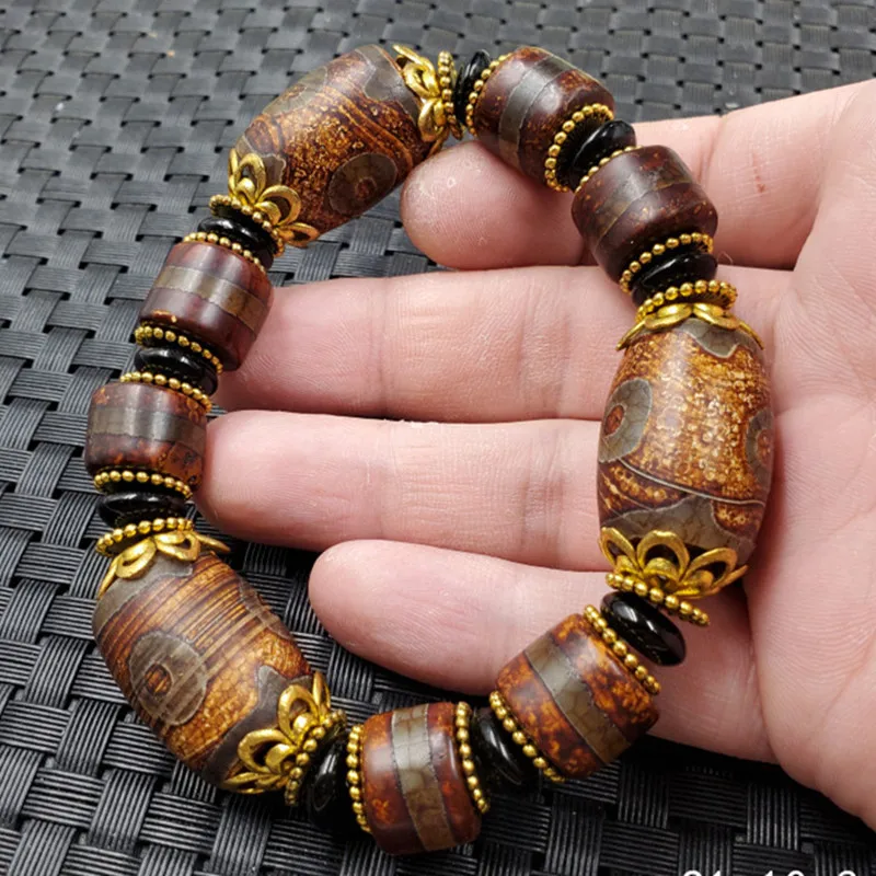 Braccialetto Di Giada Agata Sky Beads Barrel Beads Bracciale Three-Eye Sky Beads Bracciale Luantong Bracciale Smerigliato Bracciale Di Giada