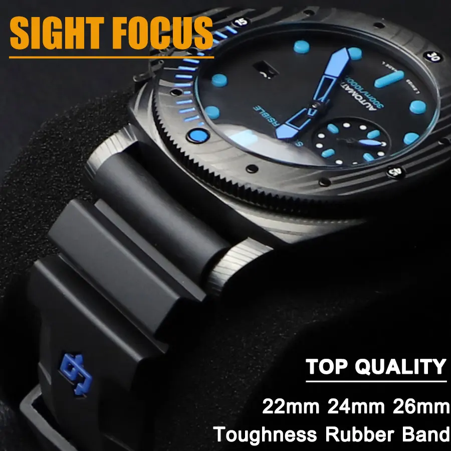 22Mm 24Mm 26Mm Cinturino In Gomma Per Panerai Sommergibile 42Mm 44Mm 47Mm Cinturino Per Orologio Luminer Uhrenarmband Correa De Reloj