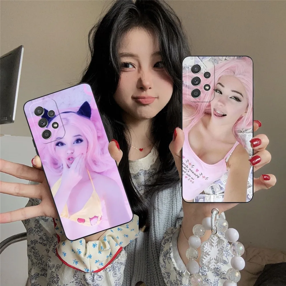 Belle Delphine Mobile Cell Phone Case For Samsung Galaxy A91 70 54 53 52 34 24 21 Note 20 10 M54 Plus Ultra 5G Black Cover