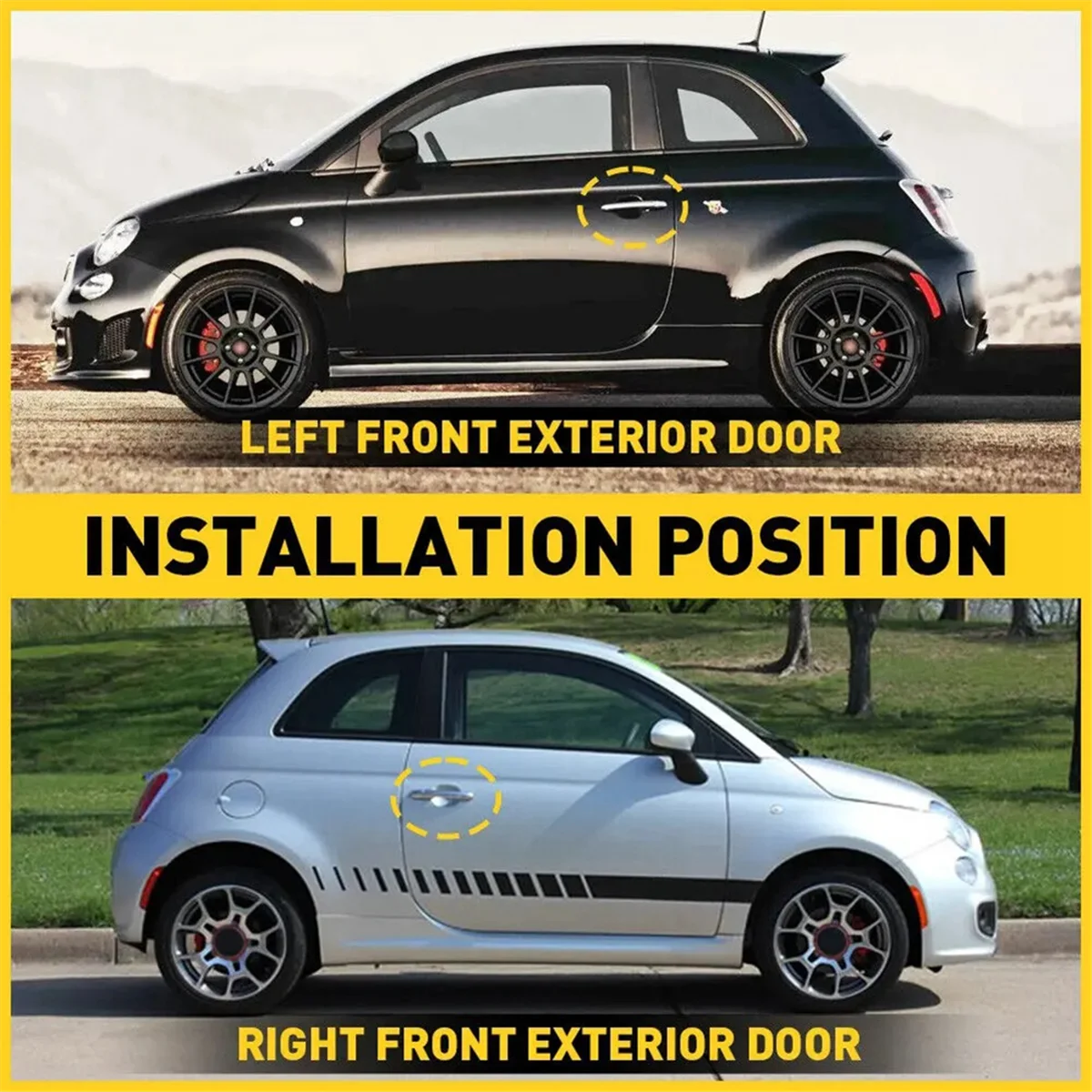 1 Paio Di Maniglie Per Porte Cromate Laterali 68069942Ac 68069943Ac Per Fiat 500 2007-2020 Alfa Romeo 147 2000-2010